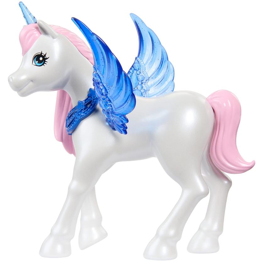 Barbie Unicorn Toy, 65th Anniversary Doll With Blue Hair, Pink Gown & Pet Alicorn Free shipping