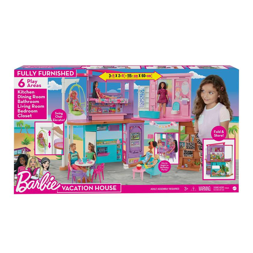 Barbie Vacation House Playset With 30+ Pieces, Toy For 3 Year Olds & Up Best Buy