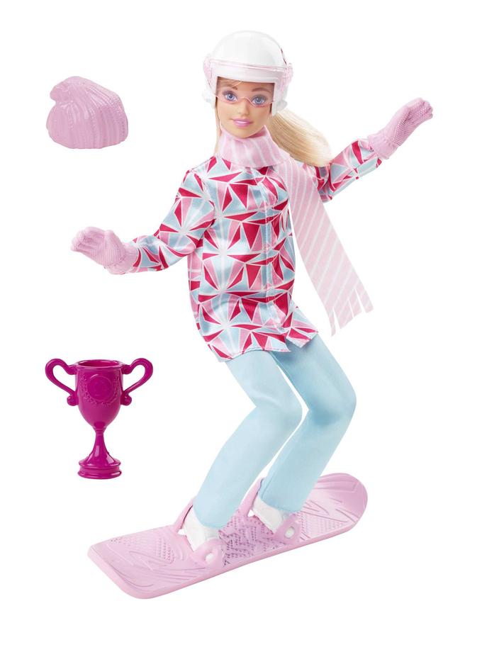 Barbie Winter Sports Snowboarder Blonde Doll With Jacket, Pants, Scarf, Helmet, Snowboard & Trophy, 3 & Up Best Seller