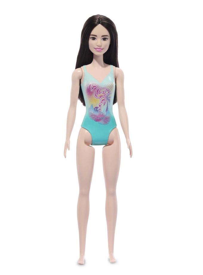 Beach Barbie Doll With Black Hair Wearing Tropical Blue Swimsuit For Sale