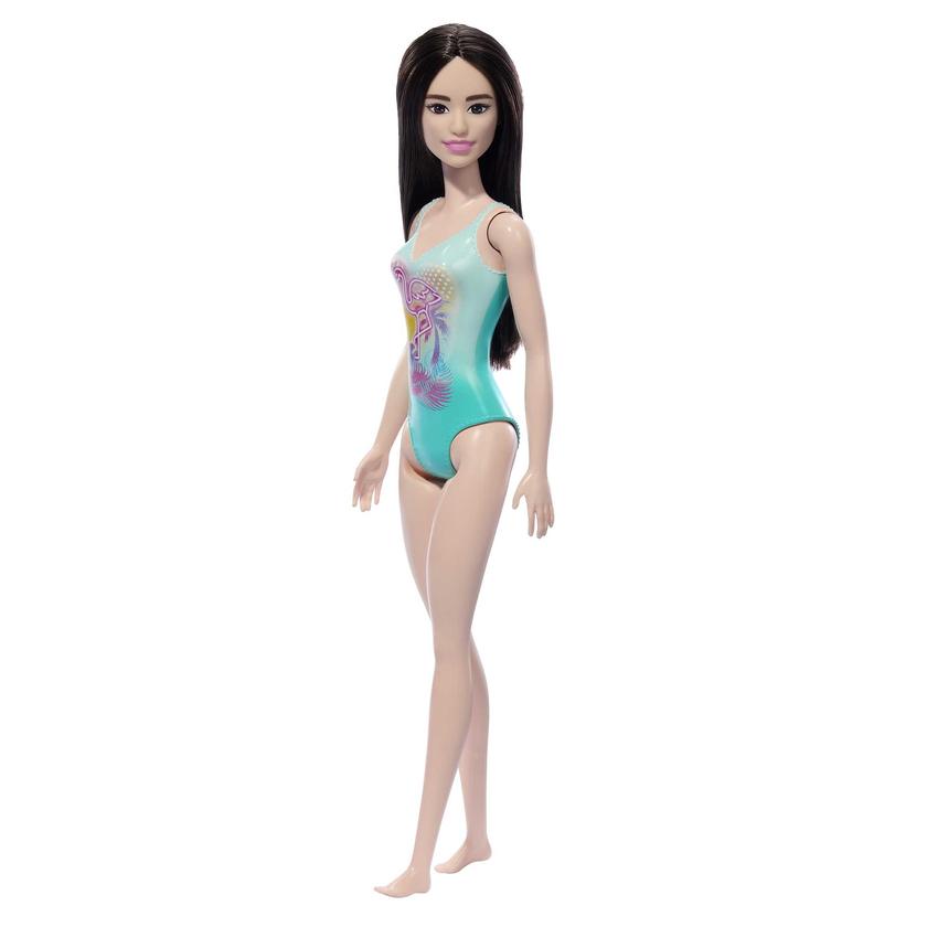 Beach Barbie Doll With Black Hair Wearing Tropical Blue Swimsuit For Sale