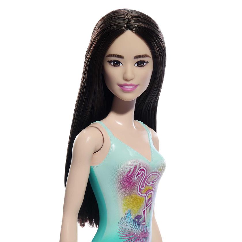 Beach Barbie Doll With Black Hair Wearing Tropical Blue Swimsuit For Sale