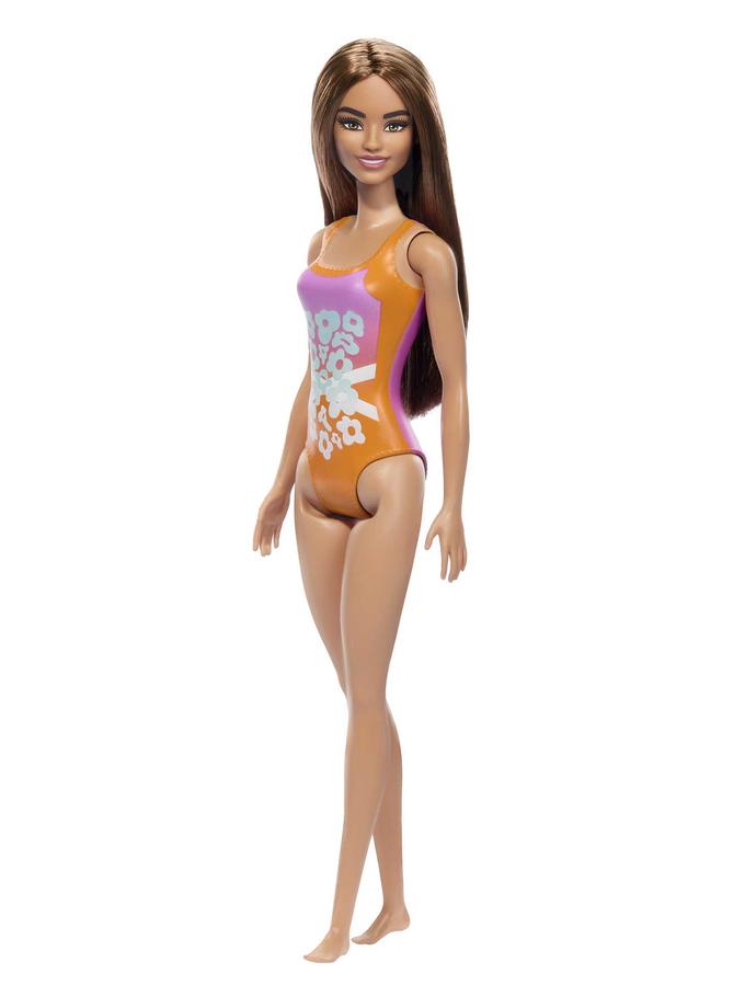 Beach Barbie Doll With Light Brown Hair Wearing Tropical Pink And Orange Swimsuit Best Seller