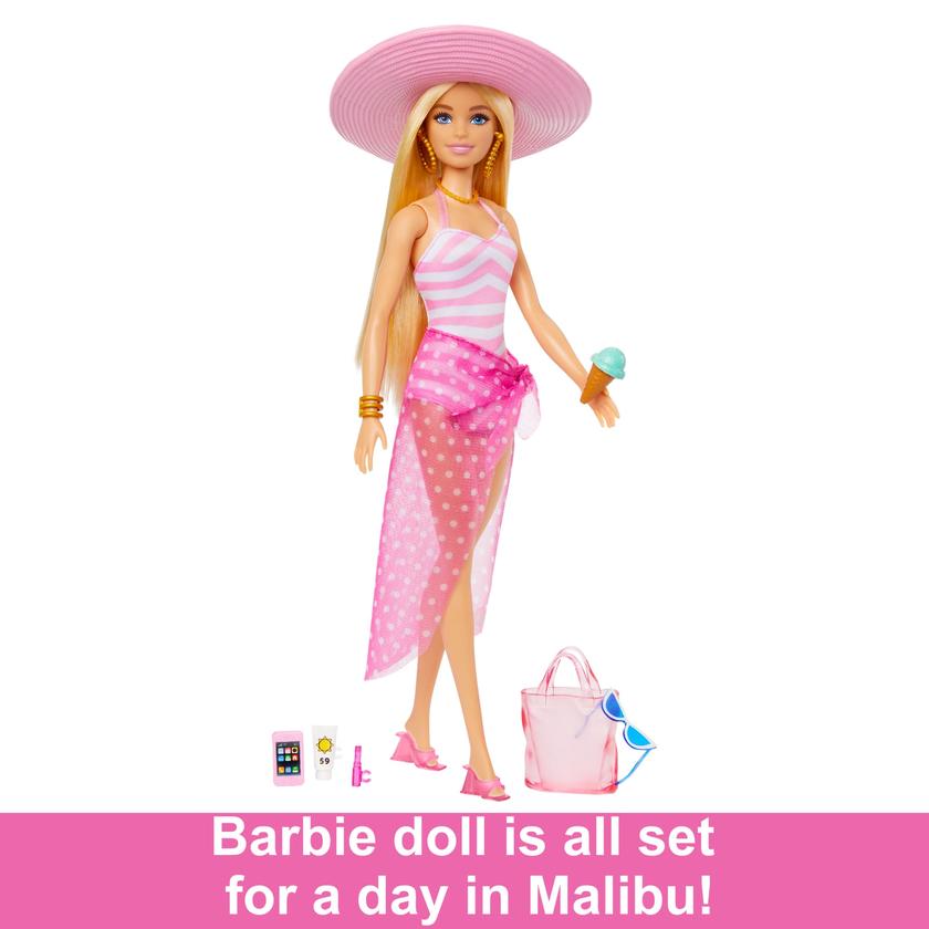 Blonde Barbie Doll With Swimsuit And Beach-Themed Accessories On Sale