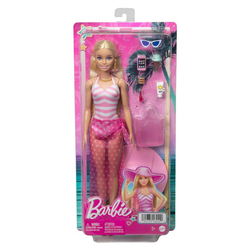 Blonde Barbie Doll With Swimsuit And Beach-Themed Accessories On Sale