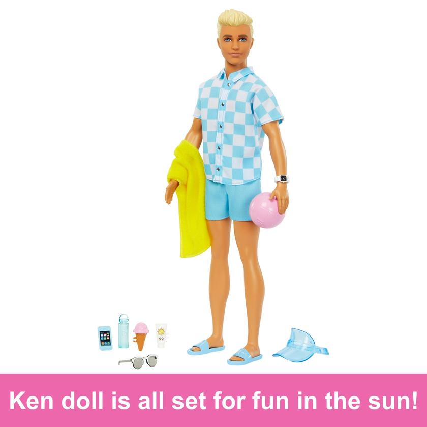 Blonde Ken Doll With Swim Trunks And Beach-Themed Accessories Best Buy