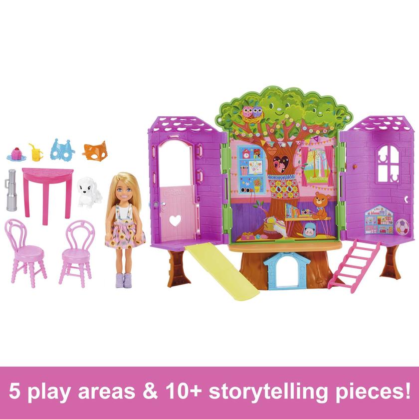 Chelsea Barbie Doll And Treehouse Playset With Pet Puppy For Sale