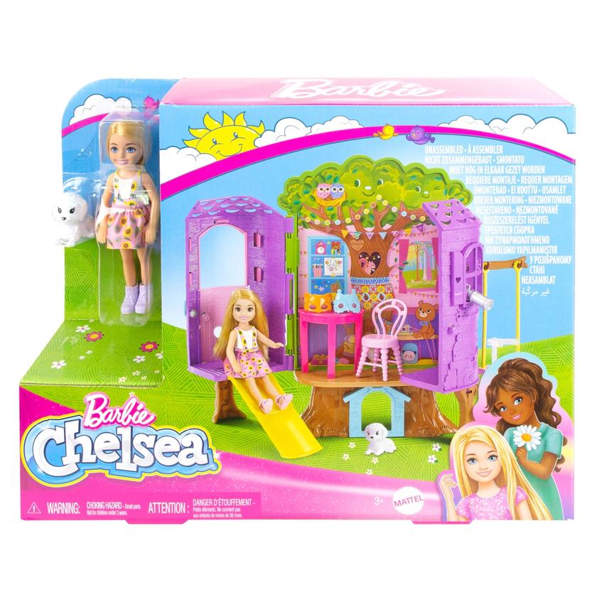 Chelsea Barbie Doll And Treehouse Playset With Pet Puppy Free shipping