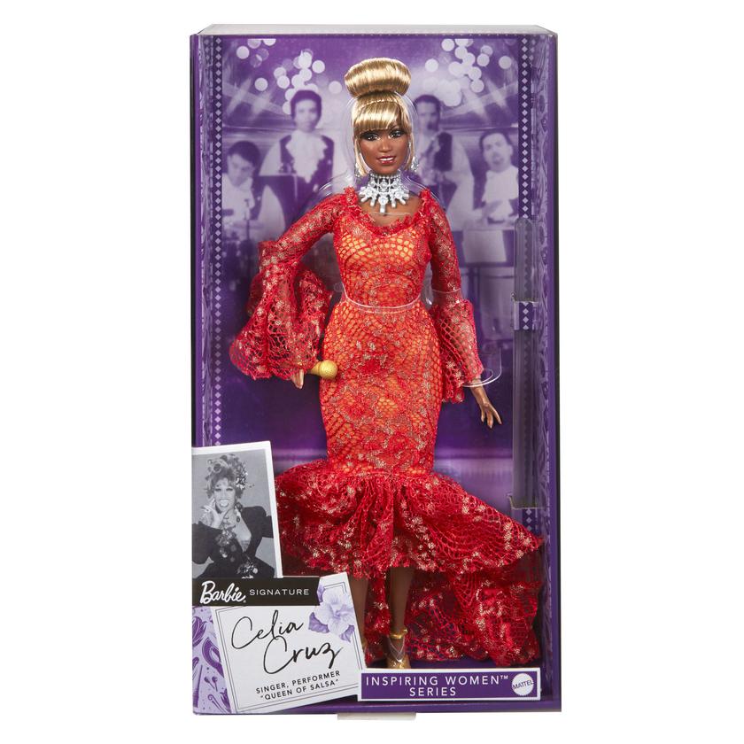 Collector Barbie Doll, Celia Cruz in Red Dress, Barbie inspiring Women Free shipping