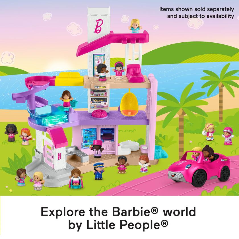 Fisher-Price Little People Barbie Little Dreamhouse Toddler Playset With Music & Lights, 7 Pieces Free shipping