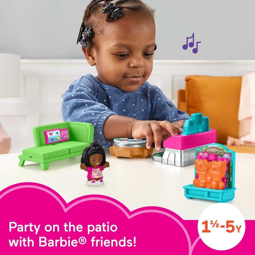 Fisher-Price Little People Barbie Playset For Toddlers, Musical Patio Party, 7 Play Pieces On Sale