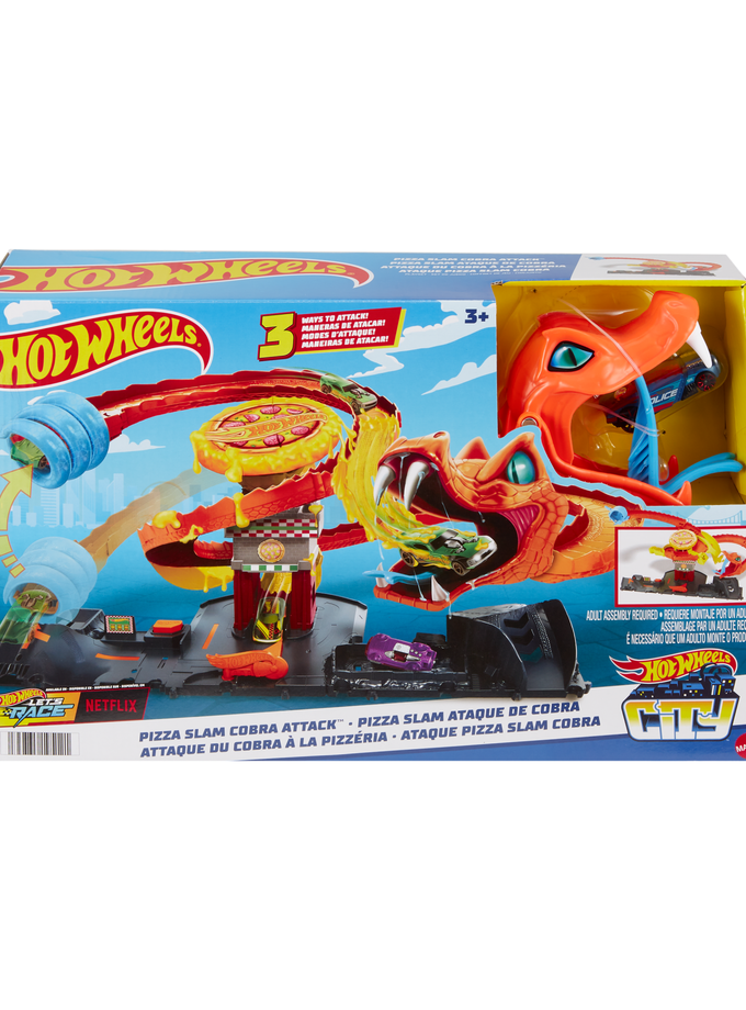 Hot Wheels City Pizza Slam Cobra Attack Playset With 1:64 Scale Toy Car Best Price