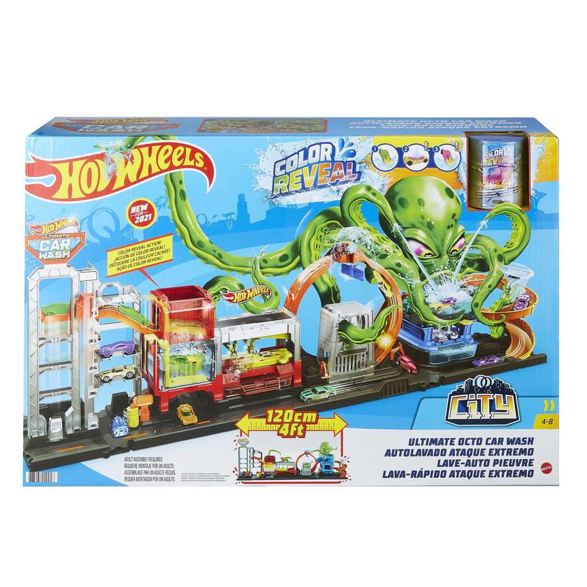 Hot Wheels City Ultimate Octo Car Wash Playset With 1 Color Reveal Car For Kids 4 Years & Up Free shipping