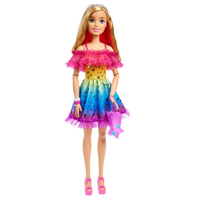 Large Barbie Doll, 28 Inches Tall, Blond Hair And Rainbow Dress High Quality