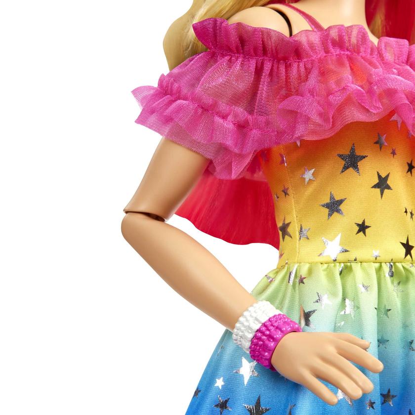 Large Barbie Doll, 28 inches Tall, Blond Hair And Rainbow Dress Same Day Delivery