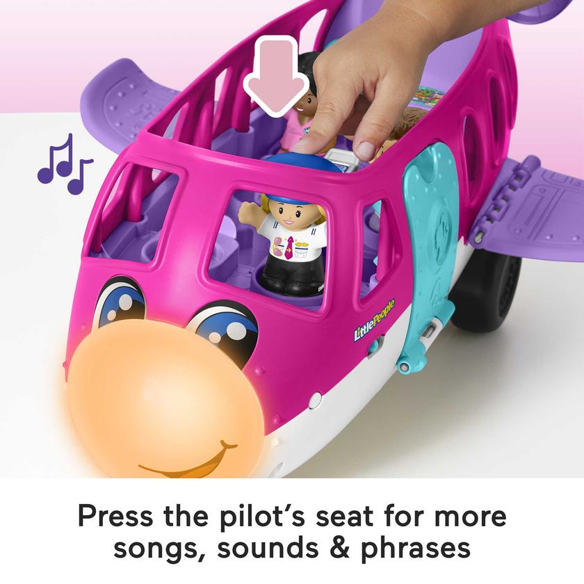 Little People Barbie Toy AIrplane With Lights Music And 3 Figures, Little Dream Plane, Toddler Toys, Multi-Language Version High Quality