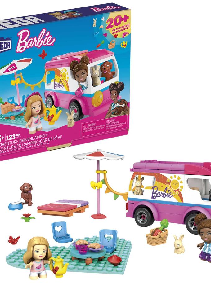 MEGA Barbie Building Toy Kit Adventure Dreamcamper With 2 Micro-Dolls (123 Pieces) On Sale