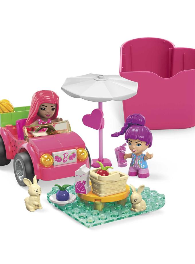 MEGA Barbie Color Reveal Convertible Road Trip Building Toy Car With 2 Dolls (66 Pieces) Best Buy