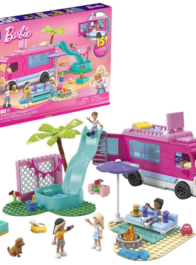 MEGA Barbie Dream Camper Adventure Building Kit Playset With 4 Micro-Dolls (580 Pieces) Best Seller