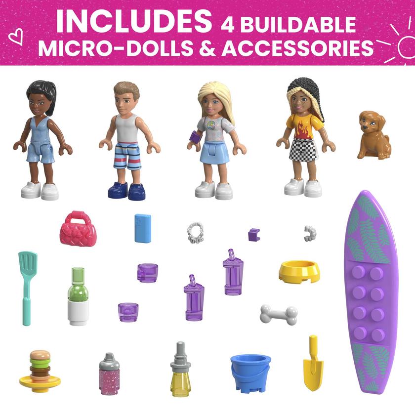 MEGA Barbie Dream Camper Adventure Building Kit Playset With 4 Micro-Dolls (580 Pieces) New Arrival