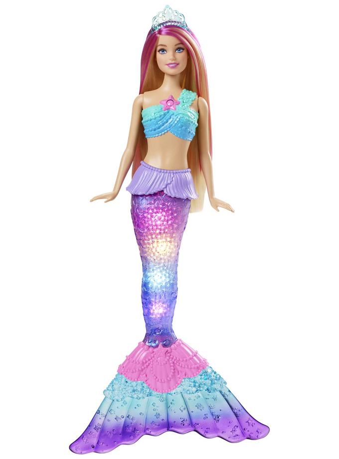 Mermaid Barbie Doll With Water-Activated Twinkle Light-Up Tail, Pink-Streaked Hair New Arrival