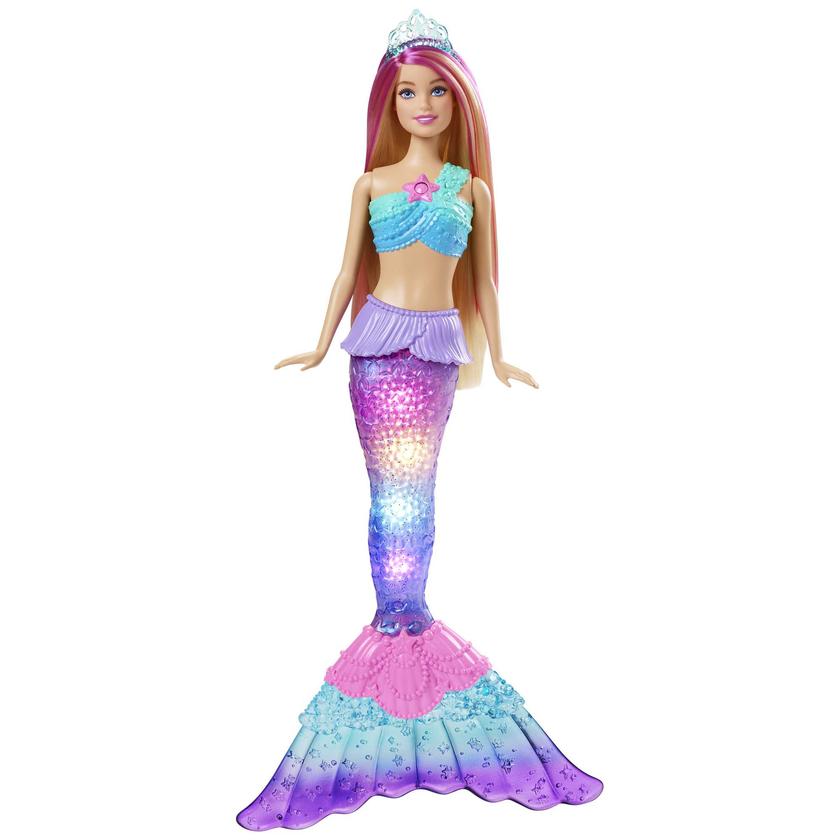 Mermaid Barbie Doll With Water-Activated Twinkle Light-Up Tail, Pink-Streaked Hair New Arrival