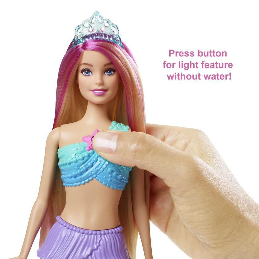 Mermaid Barbie Doll With Water-Activated Twinkle Light-Up Tail, Pink-Streaked Hair New Arrival