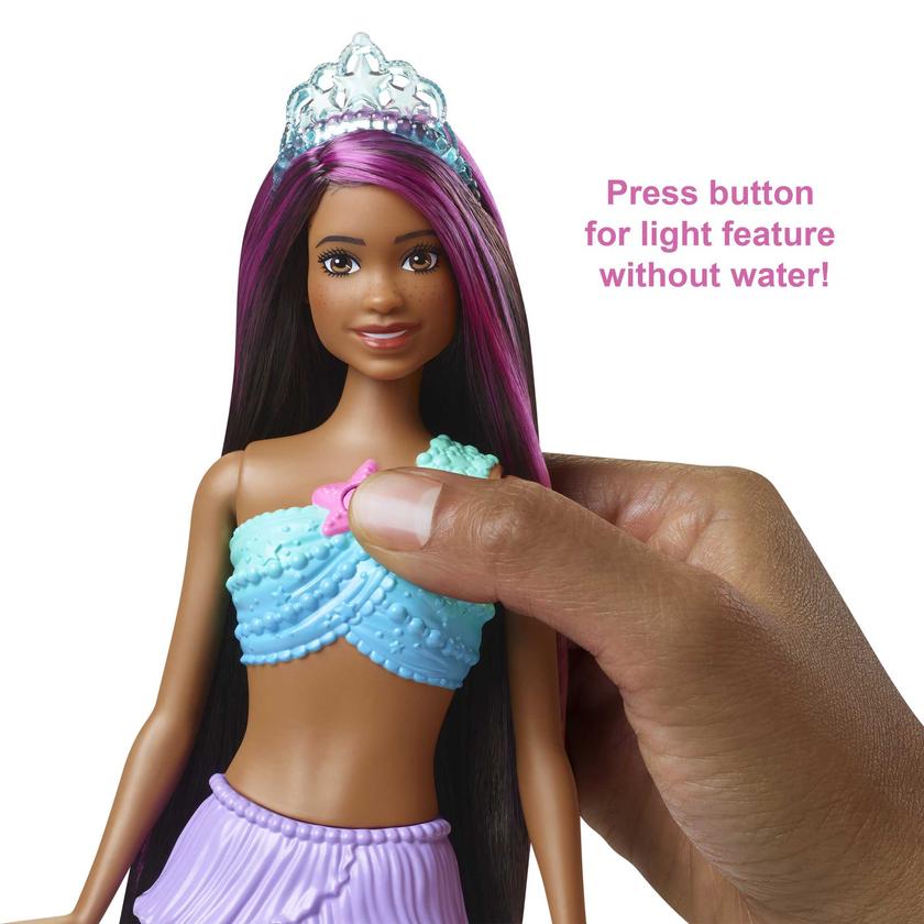 Mermaid Barbie Doll With Water-Activated Twinkle Light-Up Tail, Purple-Streaked Hair High Quality