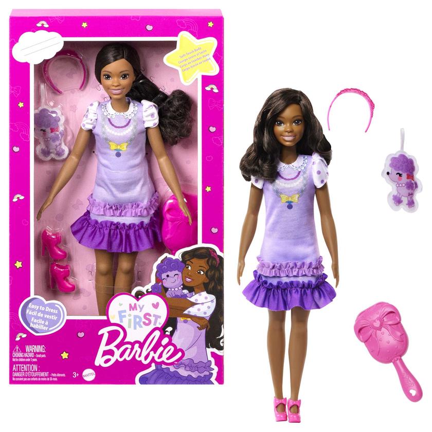 My First Barbie Doll For Preschoolers, 'Brooklyn' Brunette Posable Doll With Puppy And Accessories Best Price