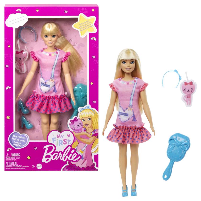 My First Barbie Doll For Preschoolers, 'Malibu' Blonde Posable Doll With Kitten And Accessories Free shipping